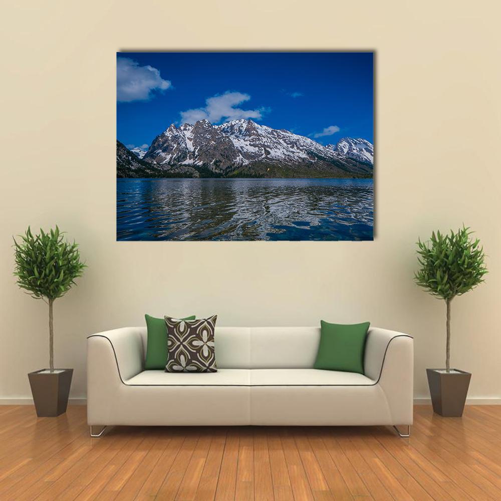 Reflection Of Mountains On Jackson Lake Canvas Wall Art-1 Piece-Gallery Wrap-48" x 32"-Tiaracle