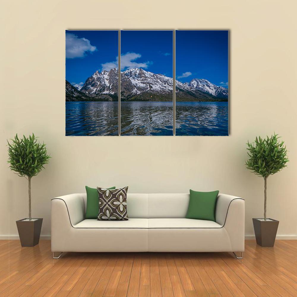 Reflection Of Mountains On Jackson Lake Canvas Wall Art-3 Horizontal-Gallery Wrap-37" x 24"-Tiaracle