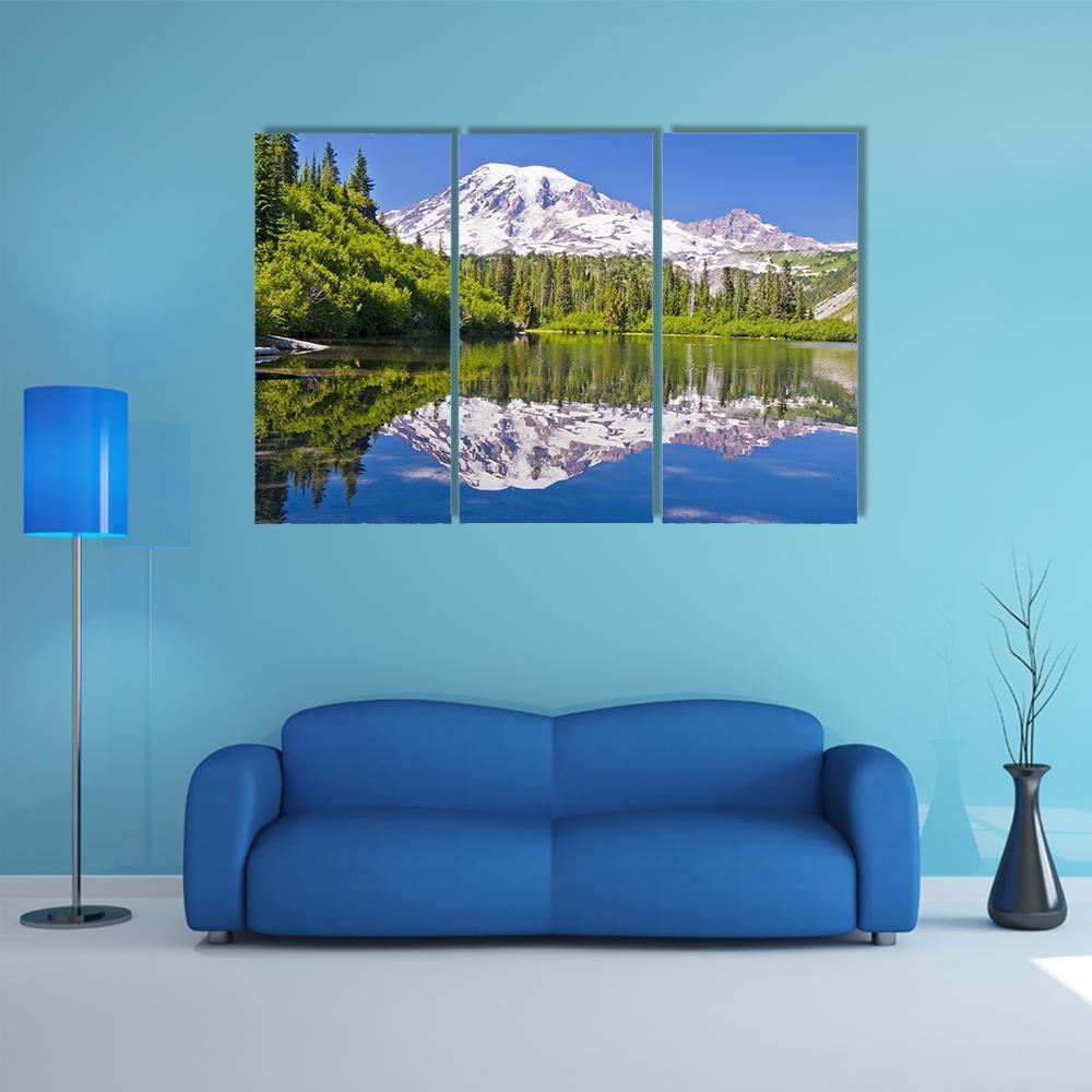 Reflection Of Mt Rainier From Bench Lake Canvas Wall Art-3 Horizontal-Gallery Wrap-37" x 24"-Tiaracle