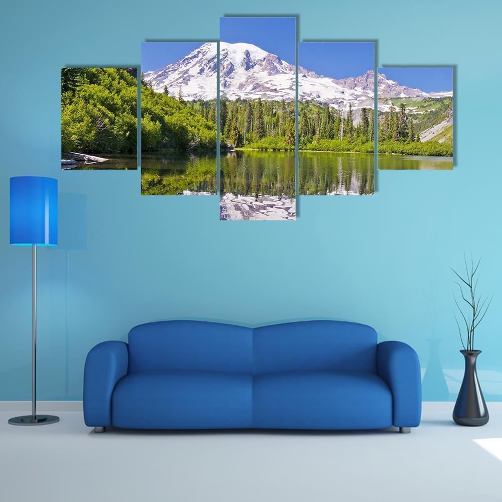 Reflection Of Mt Rainier From Bench Lake Canvas Wall Art-3 Horizontal-Gallery Wrap-37" x 24"-Tiaracle