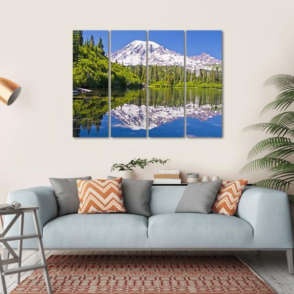 Reflection Of Mt Rainier From Bench Lake Canvas Wall Art-4 Horizontal-Gallery Wrap-34" x 24"-Tiaracle