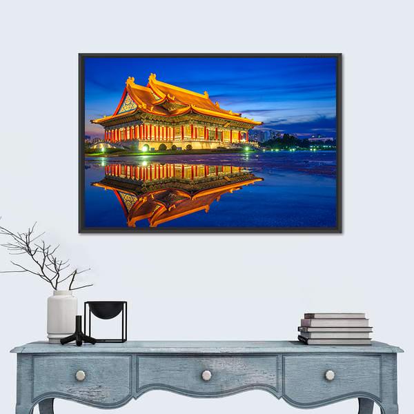 Reflection Of National Theater Hall In Taipei Canvas Wall Art-1 Piece-Floating Frame-24" x 16"-Tiaracle