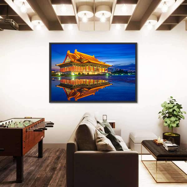 Reflection Of National Theater Hall In Taipei Canvas Wall Art-3 Horizontal-Gallery Wrap-25" x 16"-Tiaracle