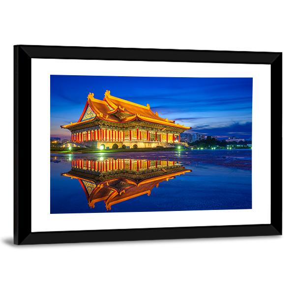 Reflection Of National Theater Hall In Taipei Canvas Wall Art-3 Horizontal-Gallery Wrap-25" x 16"-Tiaracle