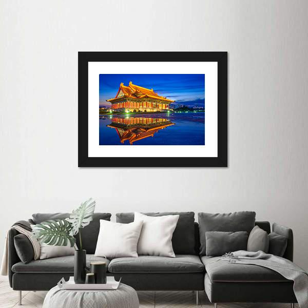 Reflection Of National Theater Hall In Taipei Canvas Wall Art-3 Horizontal-Gallery Wrap-25" x 16"-Tiaracle
