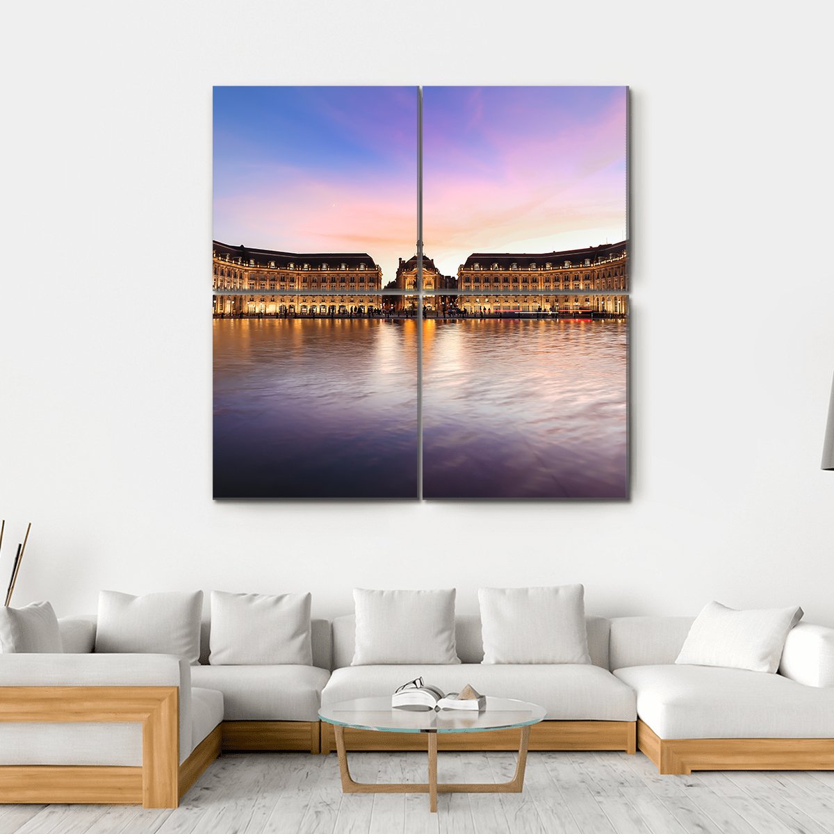 Reflection Of Place De La Bourse In Bordeaux Canvas Wall Art-4 Square-Gallery Wrap-17" x 17"-Tiaracle