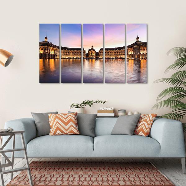 Reflection Of Place De La Bourse In Bordeaux Canvas Wall Art-5 Horizontal-Gallery Wrap-22" x 12"-Tiaracle