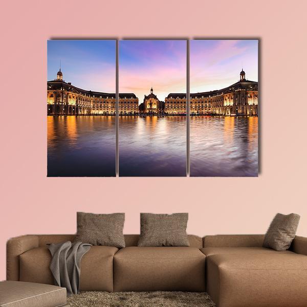 Reflection Of Place De La Bourse In Bordeaux Canvas Wall Art-3 Horizontal-Gallery Wrap-37" x 24"-Tiaracle