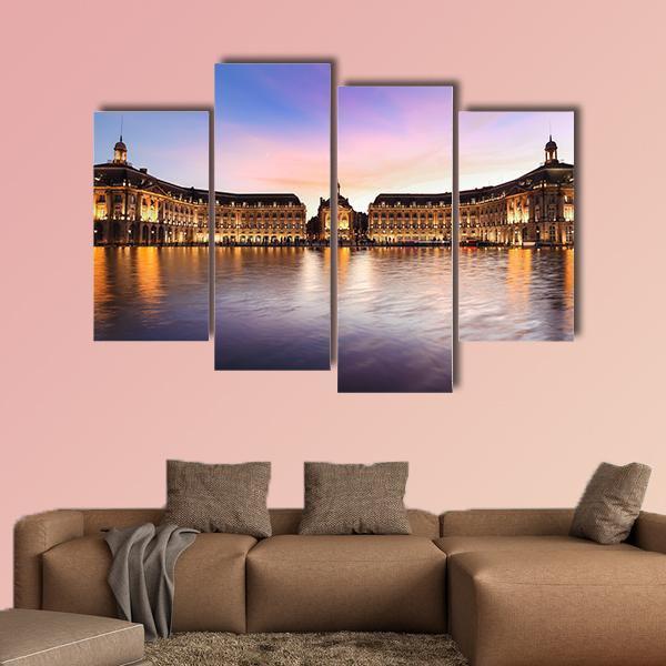Reflection Of Place De La Bourse In Bordeaux Canvas Wall Art-4 Pop-Gallery Wrap-50" x 32"-Tiaracle