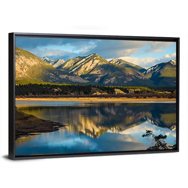 Reflection Of Rocky Mountains In Lake Canvas Wall Art-3 Horizontal-Gallery Wrap-25" x 16"-Tiaracle