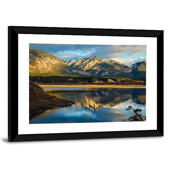 Reflection Of Rocky Mountains In Lake Canvas Wall Art-3 Horizontal-Gallery Wrap-25" x 16"-Tiaracle