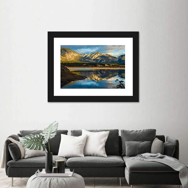 Reflection Of Rocky Mountains In Lake Canvas Wall Art-3 Horizontal-Gallery Wrap-25" x 16"-Tiaracle