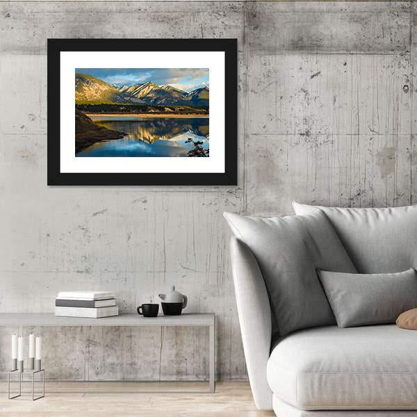 Reflection Of Rocky Mountains In Lake Canvas Wall Art-3 Horizontal-Gallery Wrap-25" x 16"-Tiaracle