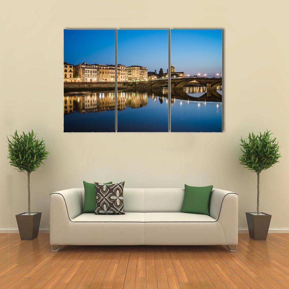 Reflections In The Arno River Canvas Wall Art-3 Horizontal-Gallery Wrap-37" x 24"-Tiaracle