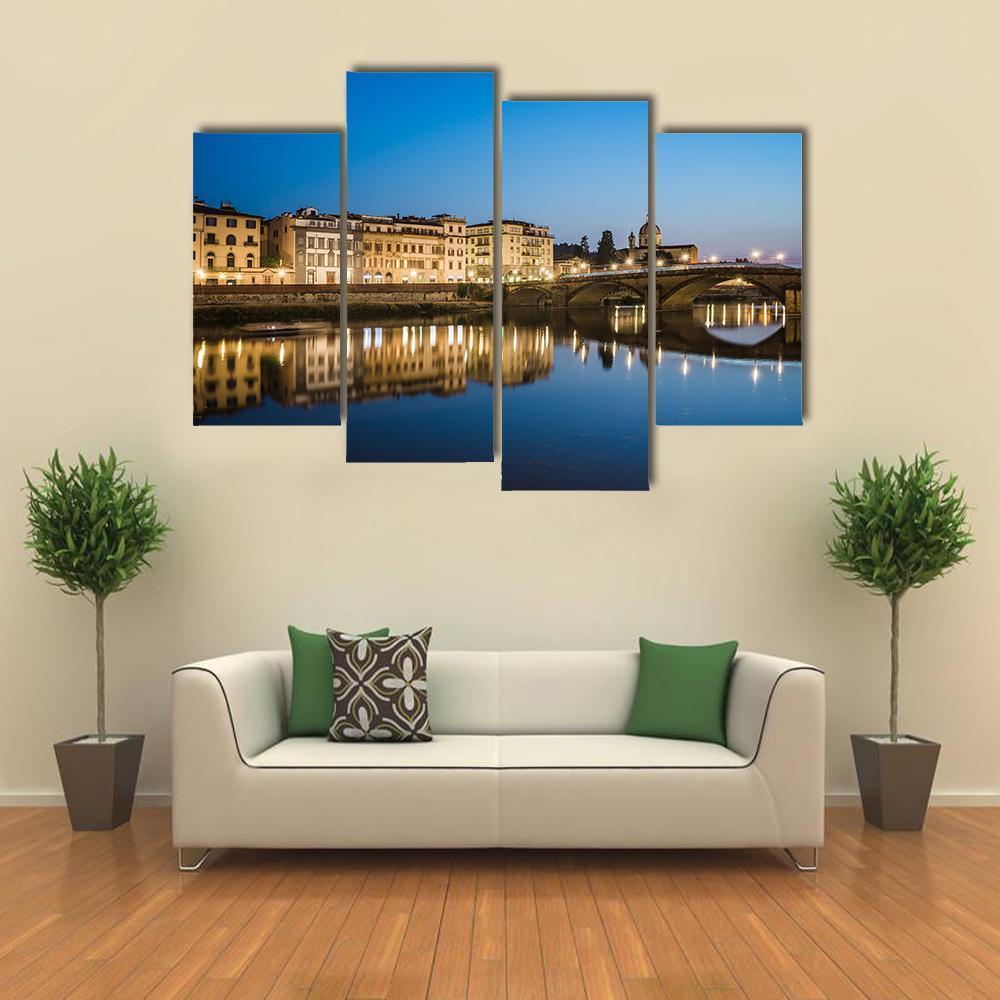Reflections In The Arno River Canvas Wall Art-4 Pop-Gallery Wrap-50" x 32"-Tiaracle