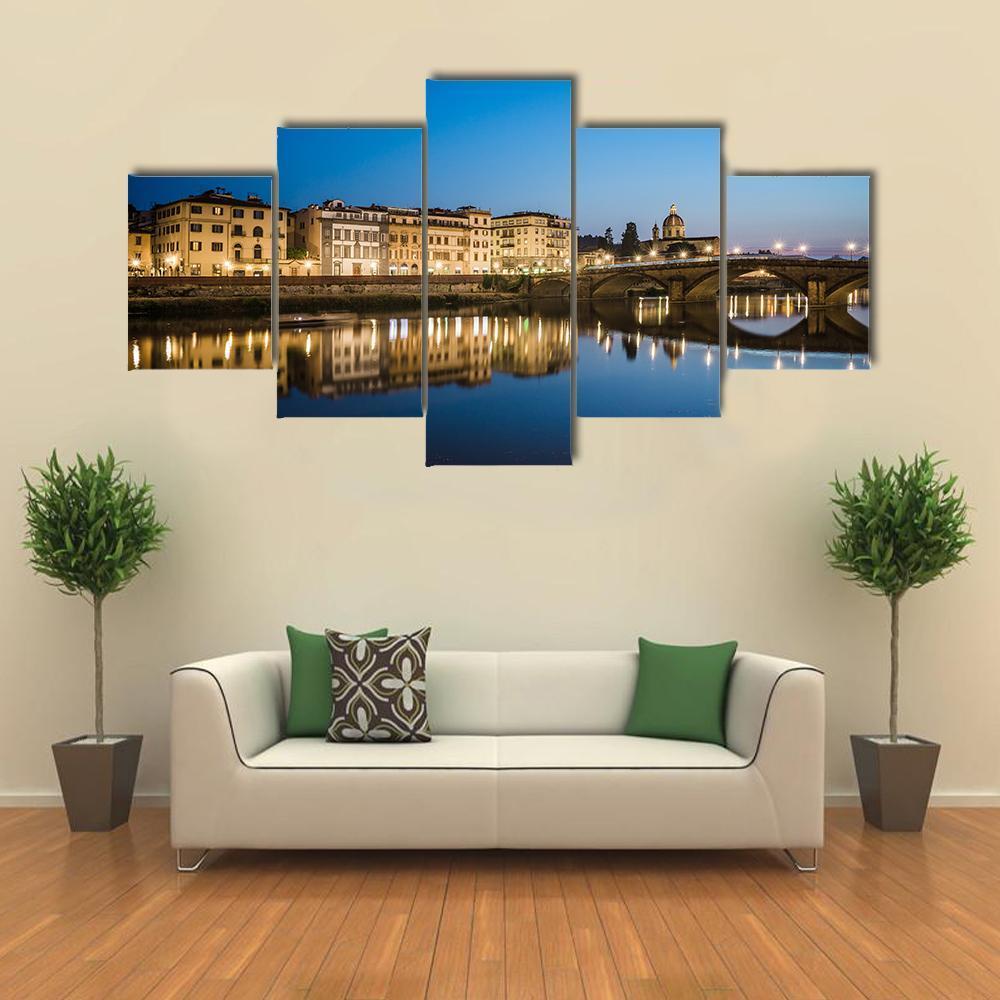 Reflections In The Arno River Canvas Wall Art-5 Pop-Gallery Wrap-47" x 32"-Tiaracle