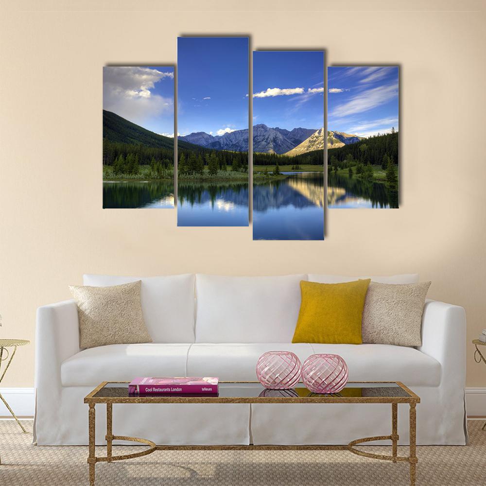 Reflections In The Water At Cascade Ponds Canvas Wall Art-4 Pop-Gallery Wrap-50" x 32"-Tiaracle
