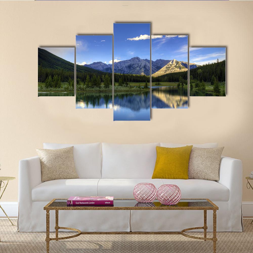 Reflections In The Water At Cascade Ponds Canvas Wall Art-5 Star-Gallery Wrap-62" x 32"-Tiaracle