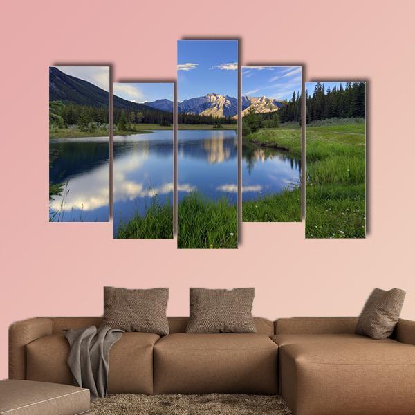 Reflections Into Cascade Ponds Canvas Wall Art-5 Pop-Gallery Wrap-47" x 32"-Tiaracle