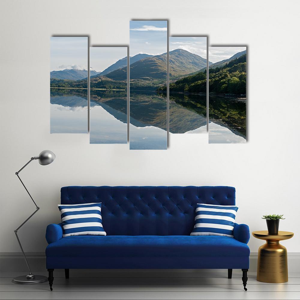 Reflections Of Mountains In Loch Creran Canvas Wall Art-5 Pop-Gallery Wrap-47" x 32"-Tiaracle