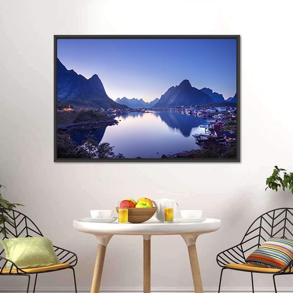 Reine Village Norway Canvas Wall Art-3 Horizontal-Gallery Wrap-25" x 16"-Tiaracle