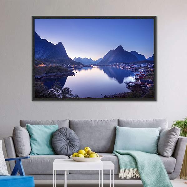 Reine Village Norway Canvas Wall Art-3 Horizontal-Gallery Wrap-25" x 16"-Tiaracle