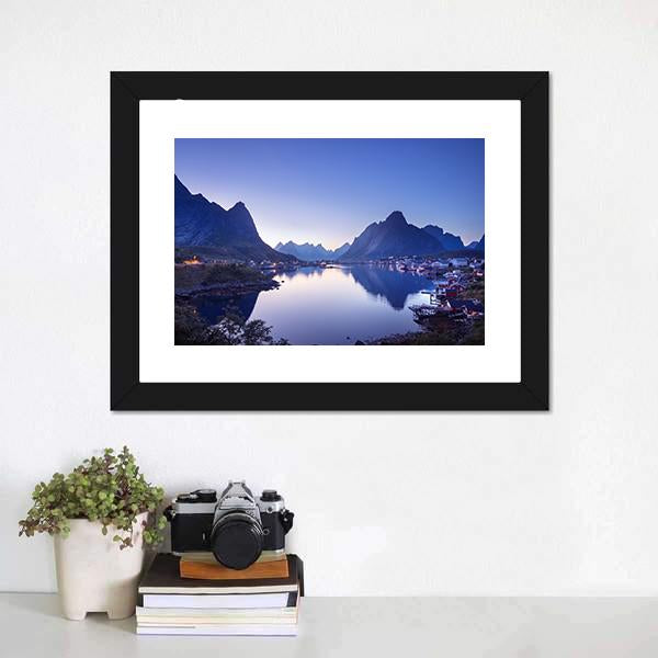 Reine Village Norway Canvas Wall Art-1 Piece-Framed Print-20" x 16"-Tiaracle