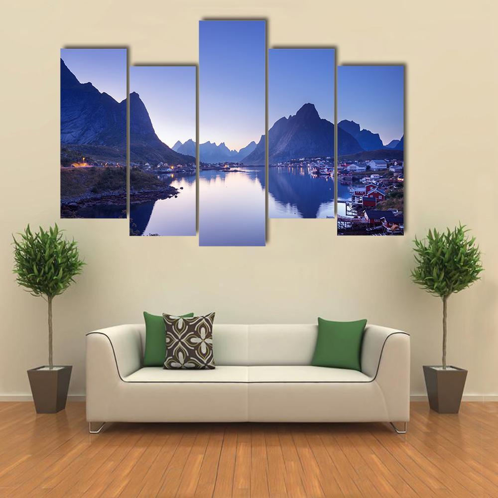 Reine Village Norway Canvas Wall Art-5 Pop-Gallery Wrap-47" x 32"-Tiaracle