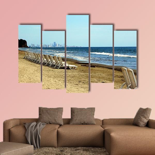 Relax On The Beach Of Cartagena De Indias Canvas Wall Art-5 Pop-Gallery Wrap-47" x 32"-Tiaracle