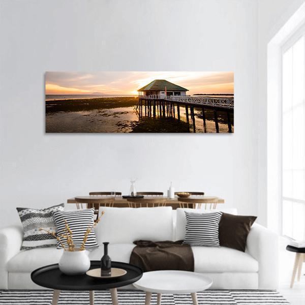 Relaxing Beach House At Calatagan Philippines Panoramic Canvas Wall Art-3 Piece-25" x 08"-Tiaracle