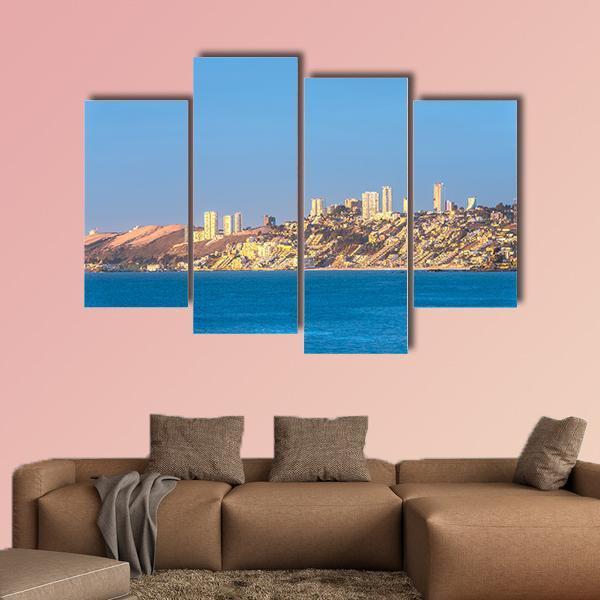 Renaca Resort Town At Valparaiso Region Canvas Wall Art-4 Pop-Gallery Wrap-50" x 32"-Tiaracle