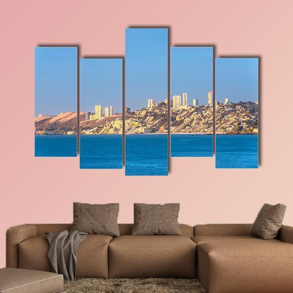 Renaca Resort Town At Valparaiso Region Canvas Wall Art-5 Pop-Gallery Wrap-47" x 32"-Tiaracle