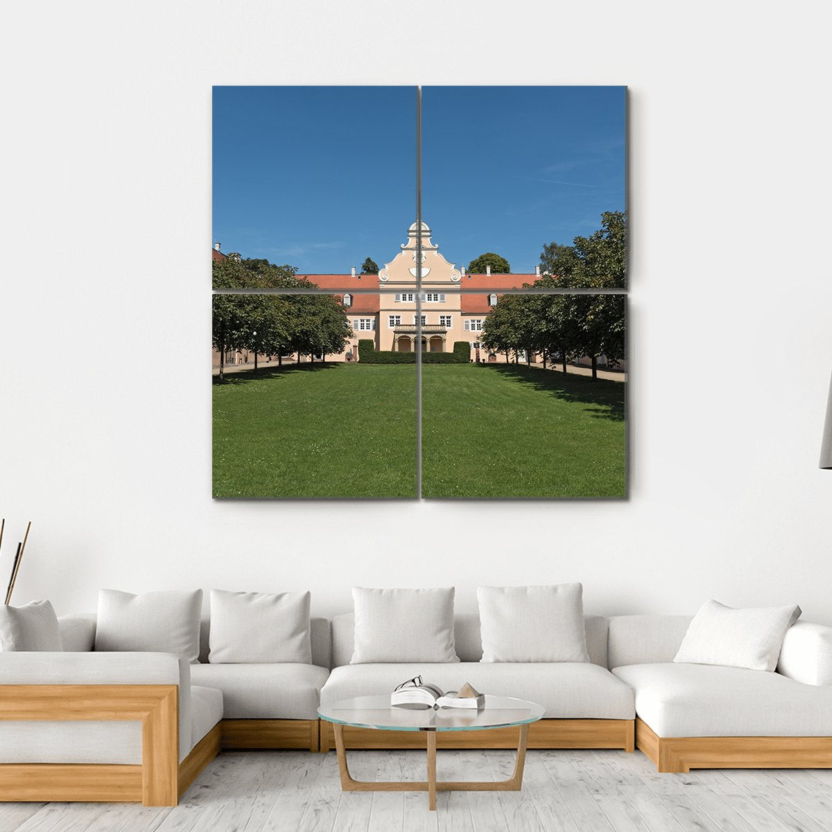 Renaissance Hunting Castle Kranichstein Canvas Wall Art-4 Square-Gallery Wrap-17" x 17"-Tiaracle