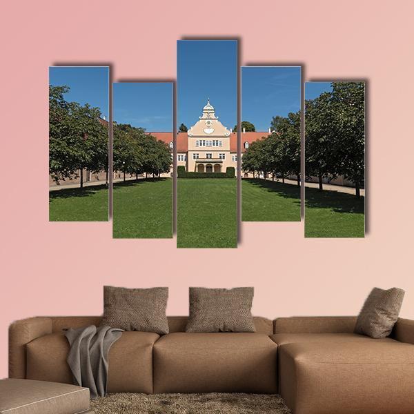 Renaissance Hunting Castle Kranichstein Canvas Wall Art-5 Pop-Gallery Wrap-47" x 32"-Tiaracle