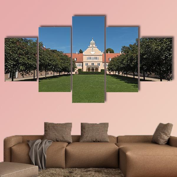 Renaissance Hunting Castle Kranichstein Canvas Wall Art-5 Star-Gallery Wrap-62" x 32"-Tiaracle