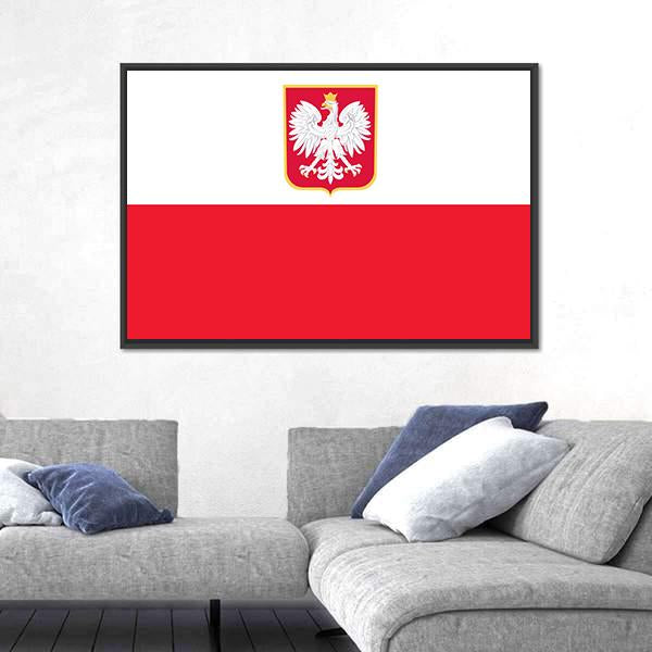 Republic Of Poland Flag Canvas Wall Art-3 Horizontal-Gallery Wrap-25" x 16"-Tiaracle