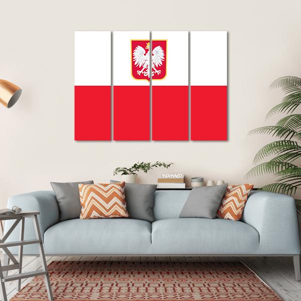 Republic Of Poland Flag Canvas Wall Art-4 Horizontal-Gallery Wrap-34" x 24"-Tiaracle