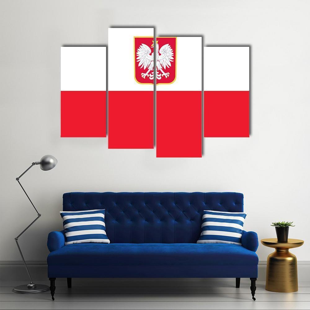 Republic Of Poland Flag Canvas Wall Art-4 Pop-Gallery Wrap-50" x 32"-Tiaracle