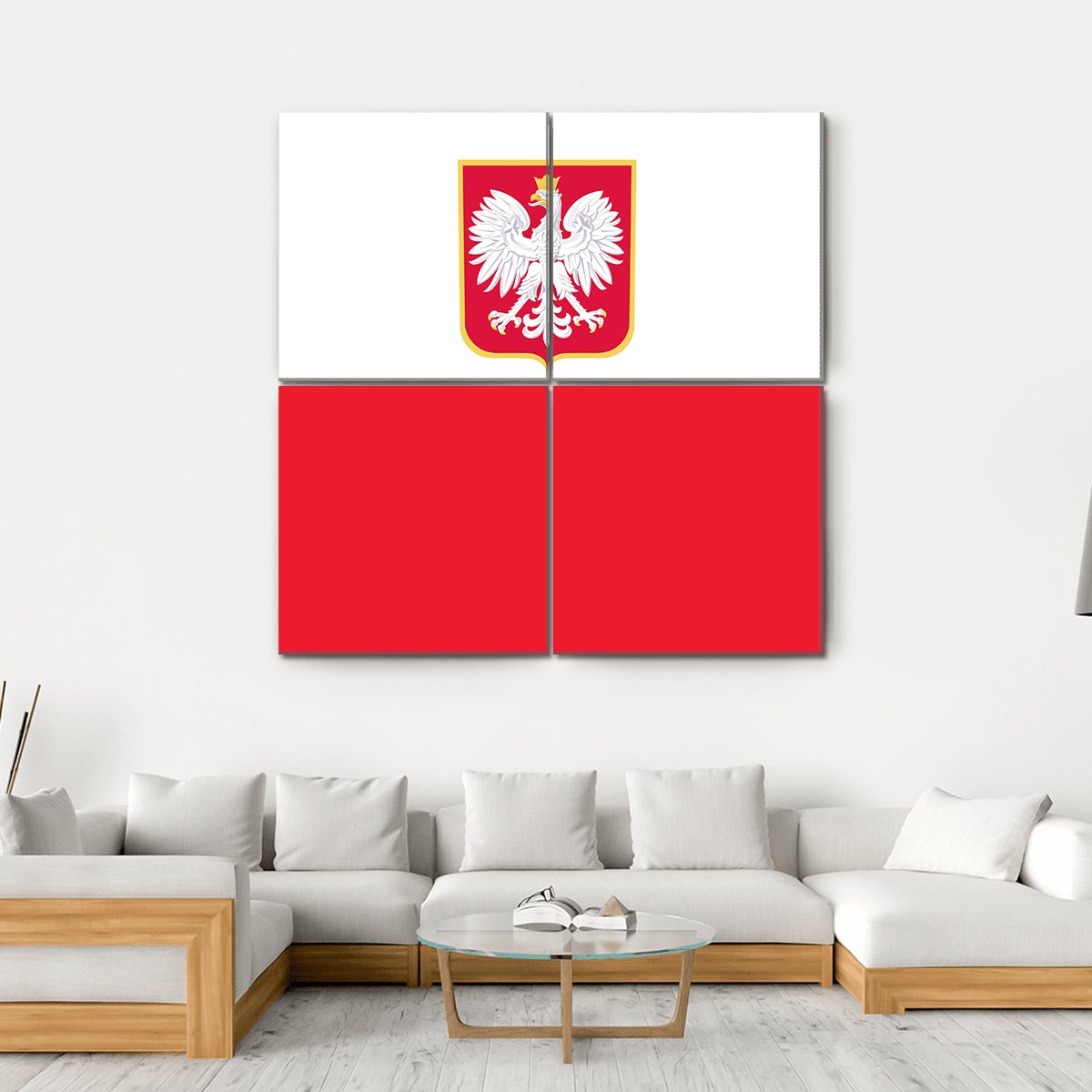 Republic Of Poland Flag Canvas Wall Art-4 Square-Gallery Wrap-17" x 17"-Tiaracle