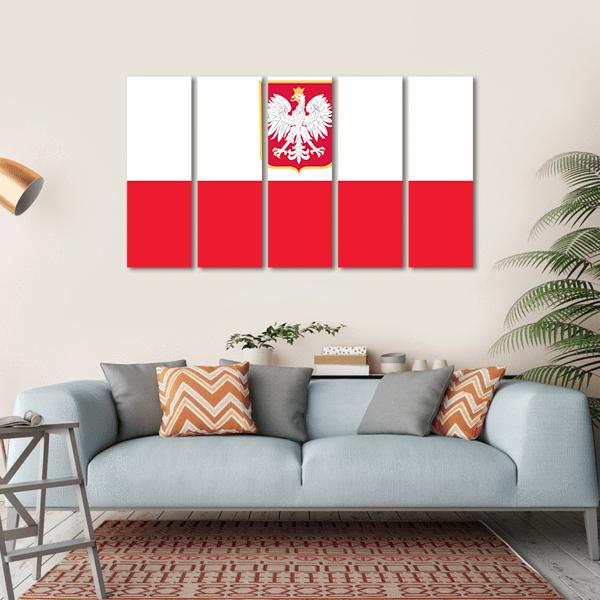 Republic Of Poland Flag Canvas Wall Art-5 Horizontal-Gallery Wrap-22" x 12"-Tiaracle