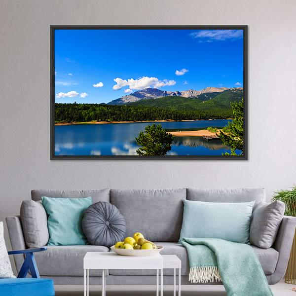 Reservoir Near Pikes Peak Canvas Wall Art-5 Horizontal-Gallery Wrap-22" x 12"-Tiaracle