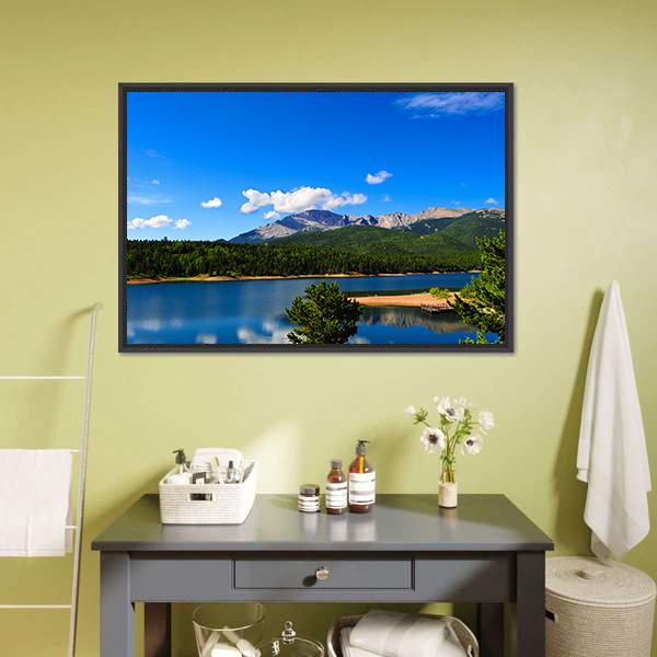 Reservoir Near Pikes Peak Canvas Wall Art-3 Horizontal-Gallery Wrap-25" x 16"-Tiaracle