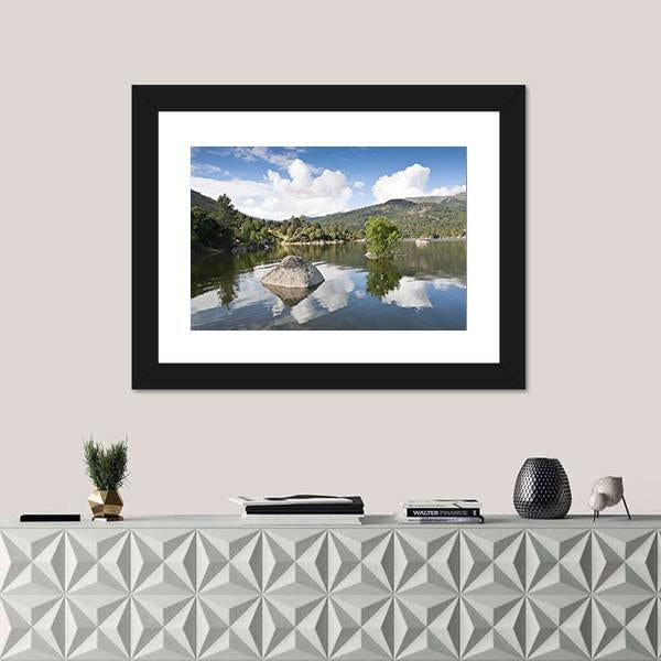 Reservoir Of El Burguillo In Avila Spain Canvas Wall Art-1 Piece-Framed Print-20" x 16"-Tiaracle