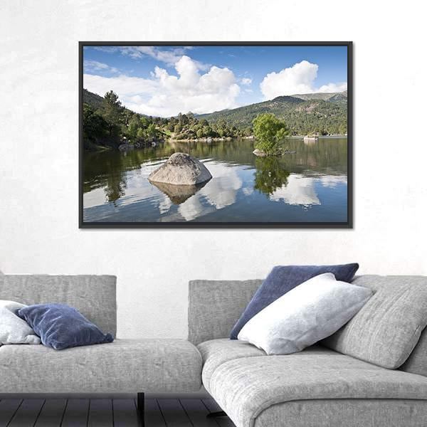 Reservoir Of El Burguillo In Avila Spain Canvas Wall Art-3 Horizontal-Gallery Wrap-25" x 16"-Tiaracle