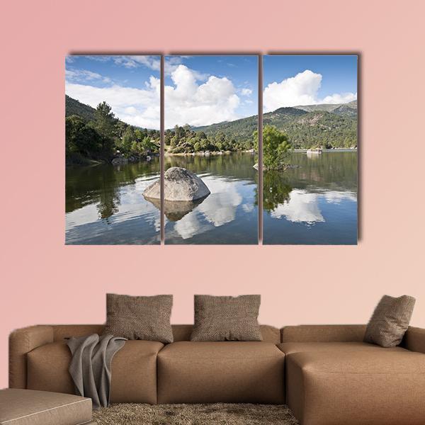 Reservoir Of El Burguillo In Avila Spain Canvas Wall Art-3 Horizontal-Gallery Wrap-37" x 24"-Tiaracle