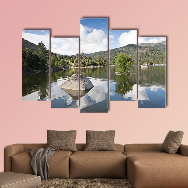 Reservoir Of El Burguillo In Avila Spain Canvas Wall Art-5 Pop-Gallery Wrap-47" x 32"-Tiaracle