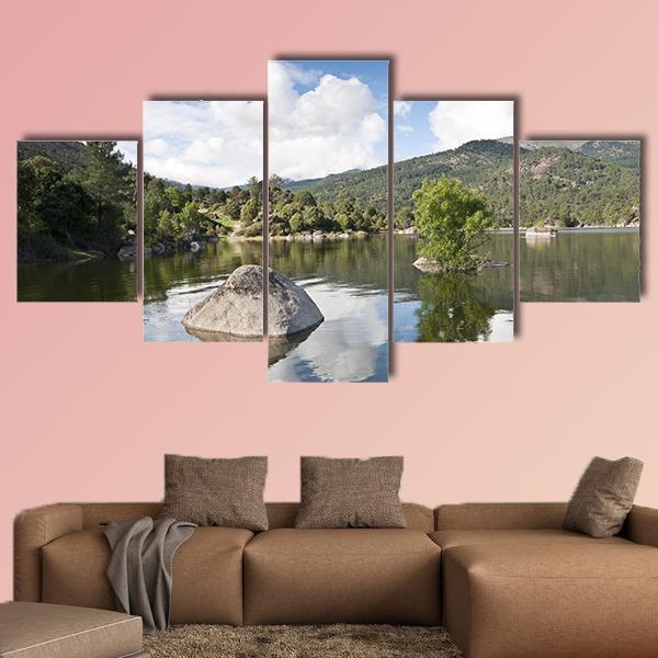 Reservoir Of El Burguillo In Avila Spain Canvas Wall Art-3 Horizontal-Gallery Wrap-37" x 24"-Tiaracle