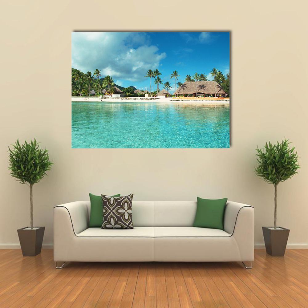 Resort In French Polynesia Canvas Wall Art-1 Piece-Gallery Wrap-48" x 32"-Tiaracle