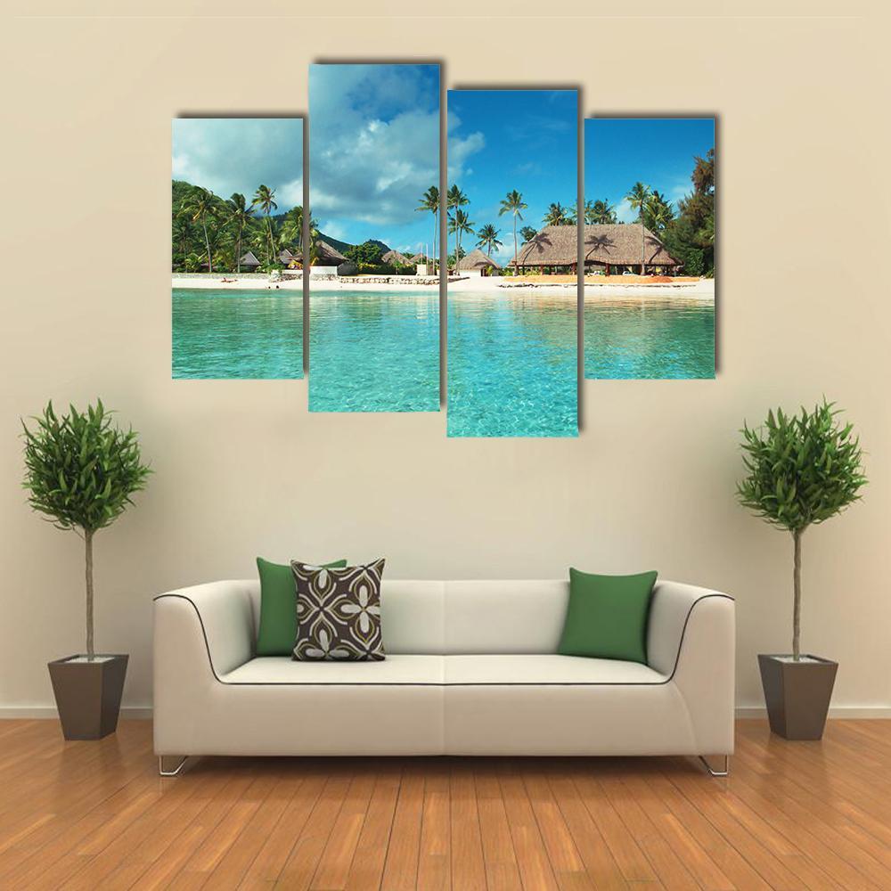 Resort In French Polynesia Canvas Wall Art-4 Pop-Gallery Wrap-50" x 32"-Tiaracle
