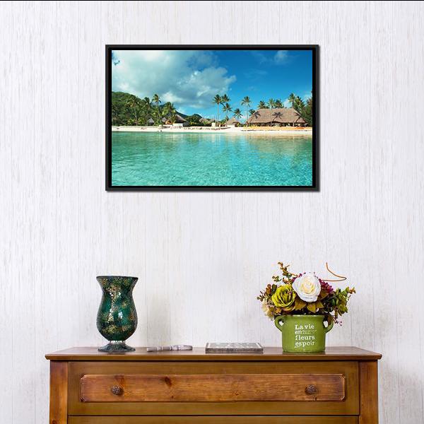 Resort In French Polynesia Canvas Wall Art-3 Horizontal-Gallery Wrap-25" x 16"-Tiaracle